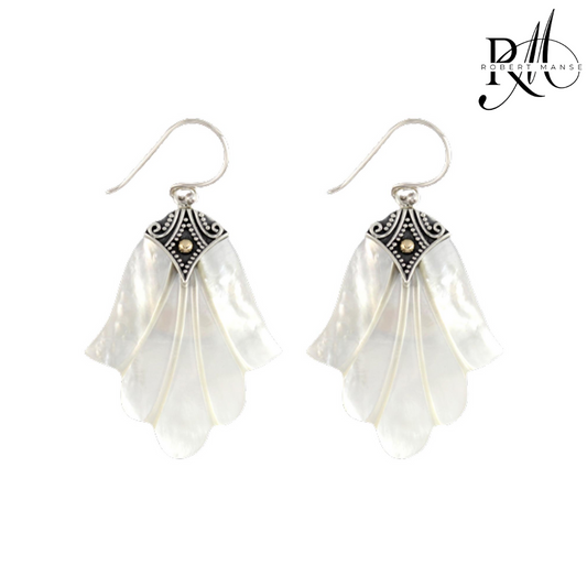 Bali RoManse Mother of Pearl Hamsa Sterling Silver Earrings