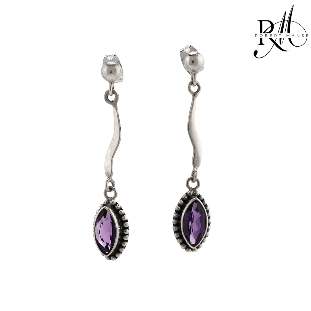 Bali RoManse Marquise Gemstone Sterling Silver Dangle Earrings
