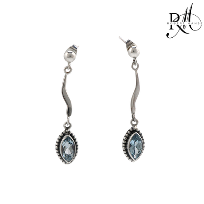 Bali RoManse Marquise Gemstone Sterling Silver Dangle Earrings