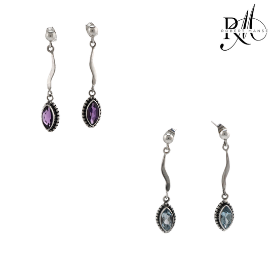 Bali RoManse Marquise Gemstone Sterling Silver Dangle Earrings
