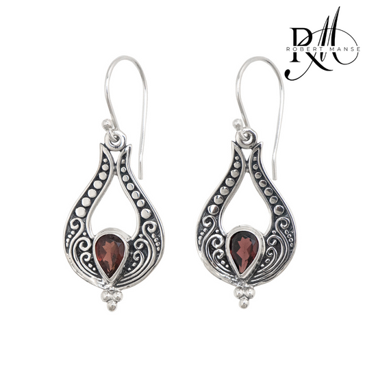 Bali RoManse Gemstone Sterling Silver Cut Out Earrings