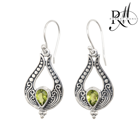 Bali RoManse Gemstone Sterling Silver Cut Out Earrings
