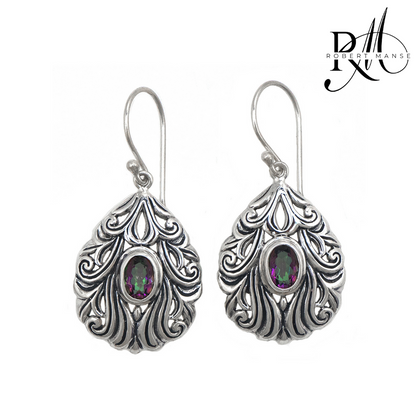 Bali RoManse Magic Green Quartz & Sterling Silver Earrings