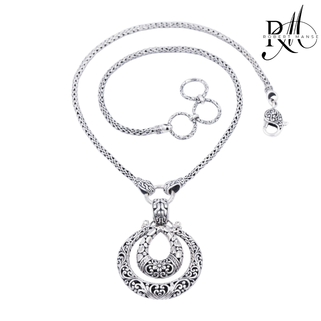 Bali RoManse Open Scrollwork Medallion Sterling Silver Necklace