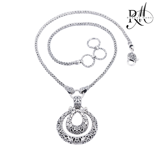 Bali RoManse Open Scrollwork Medallion Sterling Silver Necklace