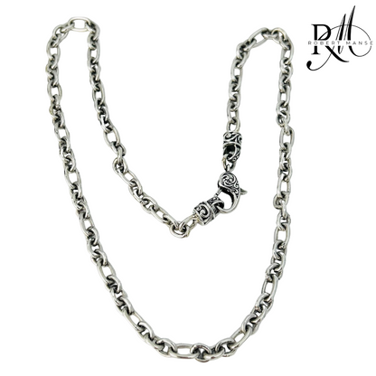 Bali RoManse Oval & Round Link Sterling Silver Chain Necklace