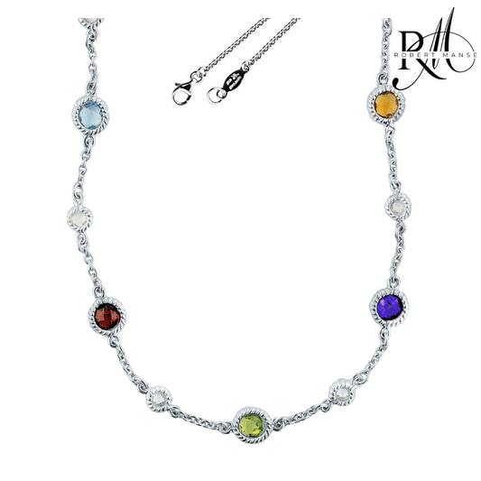 Gem RoManse Semi-Precious Stone Station Necklace