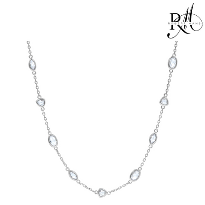 CZ RoManse Sterling Silver Station Necklace