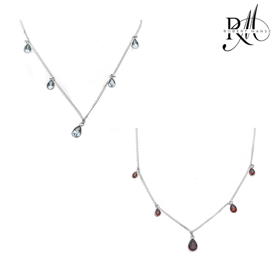 Bali RoManse Gemstone Station Sterling Silver Necklace