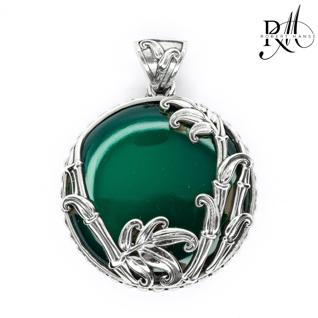 Bali RoManse Red Coral & Bamboo Sterling Silver Pendant