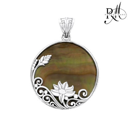 Bali RoManse Floral Medallion Sterling Silver Pendant