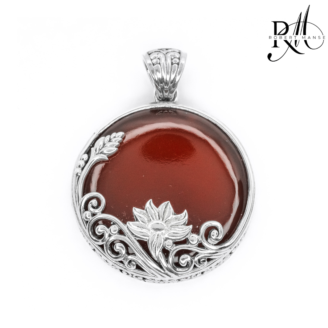 Bali RoManse Floral Medallion Sterling Silver Pendant