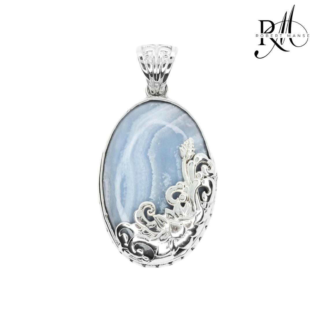 Bali RoManse Oval Floral Medallion Sterling Silver Pendant