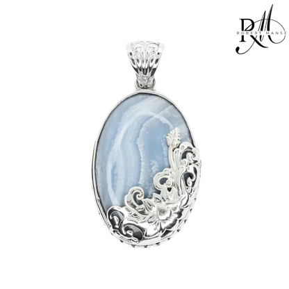 Bali RoManse Oval Floral Medallion Sterling Silver Pendant