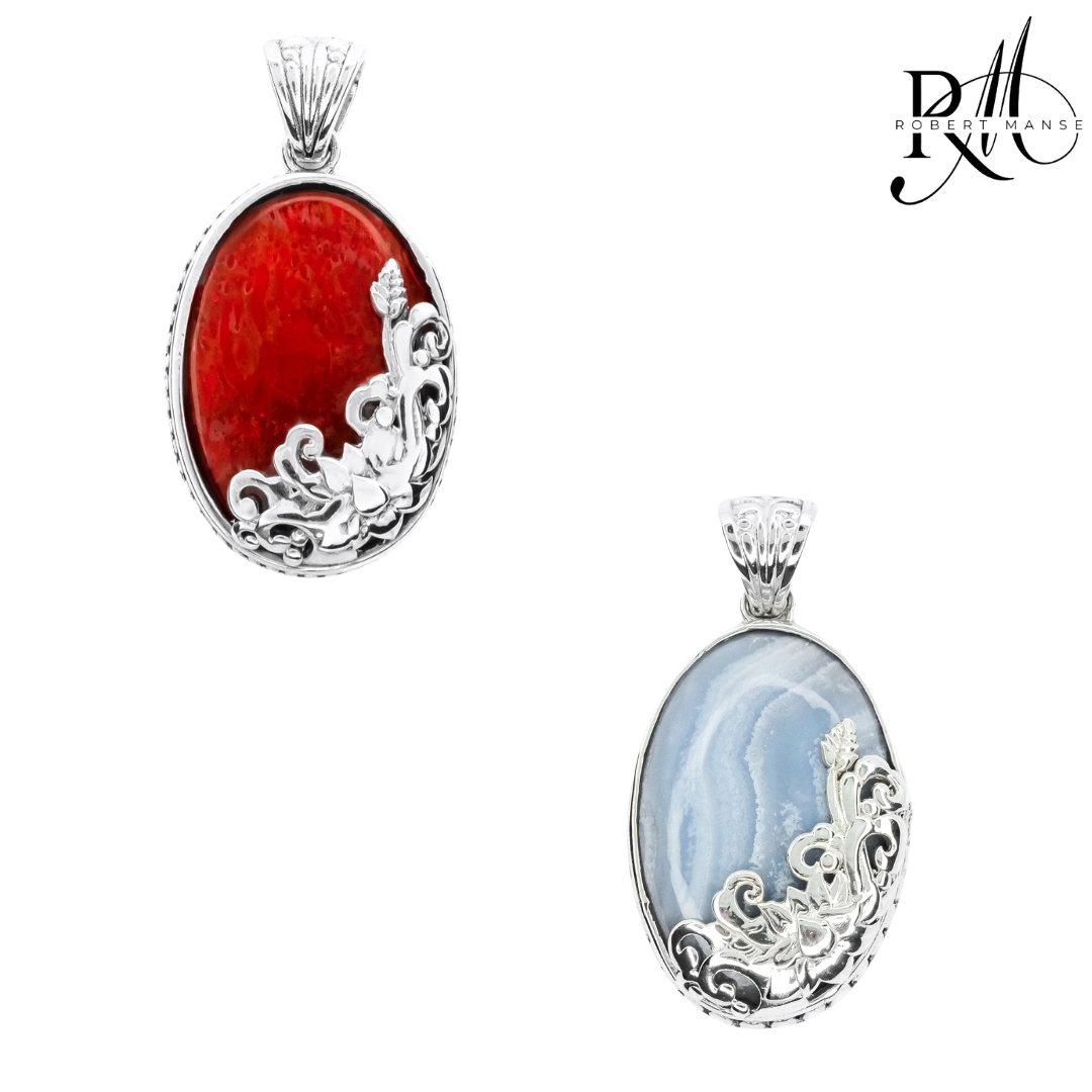 Bali RoManse Oval Floral Medallion Sterling Silver Pendant