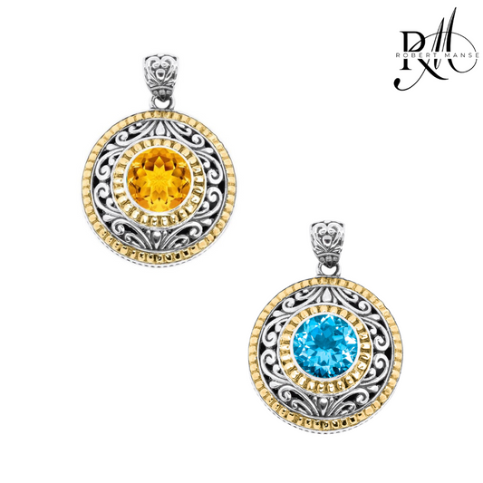 Bali RoManse Gemstone & Two-Tone Medallion Pendant