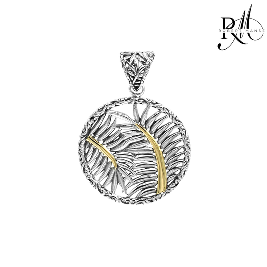 Bali RoManse Palm Leaf Sterling Silver & 18K Gold Pendant