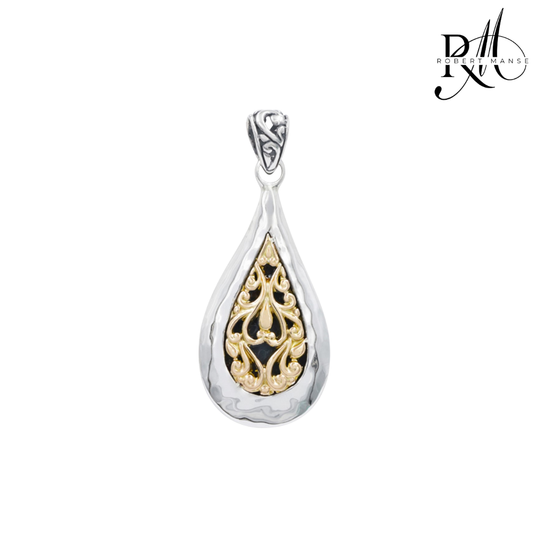 Bali RoManse Two-Tone Scrollwork Droplet Sterling Silver Pendant