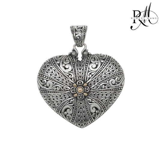 Bali RoManse Tulang Naga Heart Sterling Silver & 18K Gold Pendant