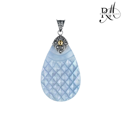 Bali RoManse Carved Mother of Pearl Sterling Silver Pendant