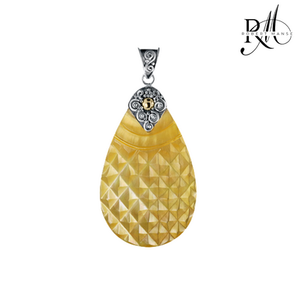 Bali RoManse Carved Mother of Pearl Sterling Silver Pendant