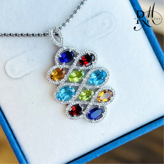 Gem RoManse Semi-Precious Gemstone Rhodium Plated Necklace
