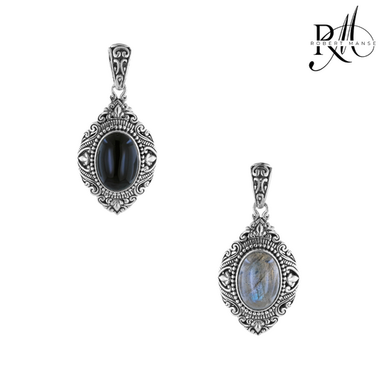 Bali RoManse Marquise Shaped Scrollwork Sterling Silver Pendant