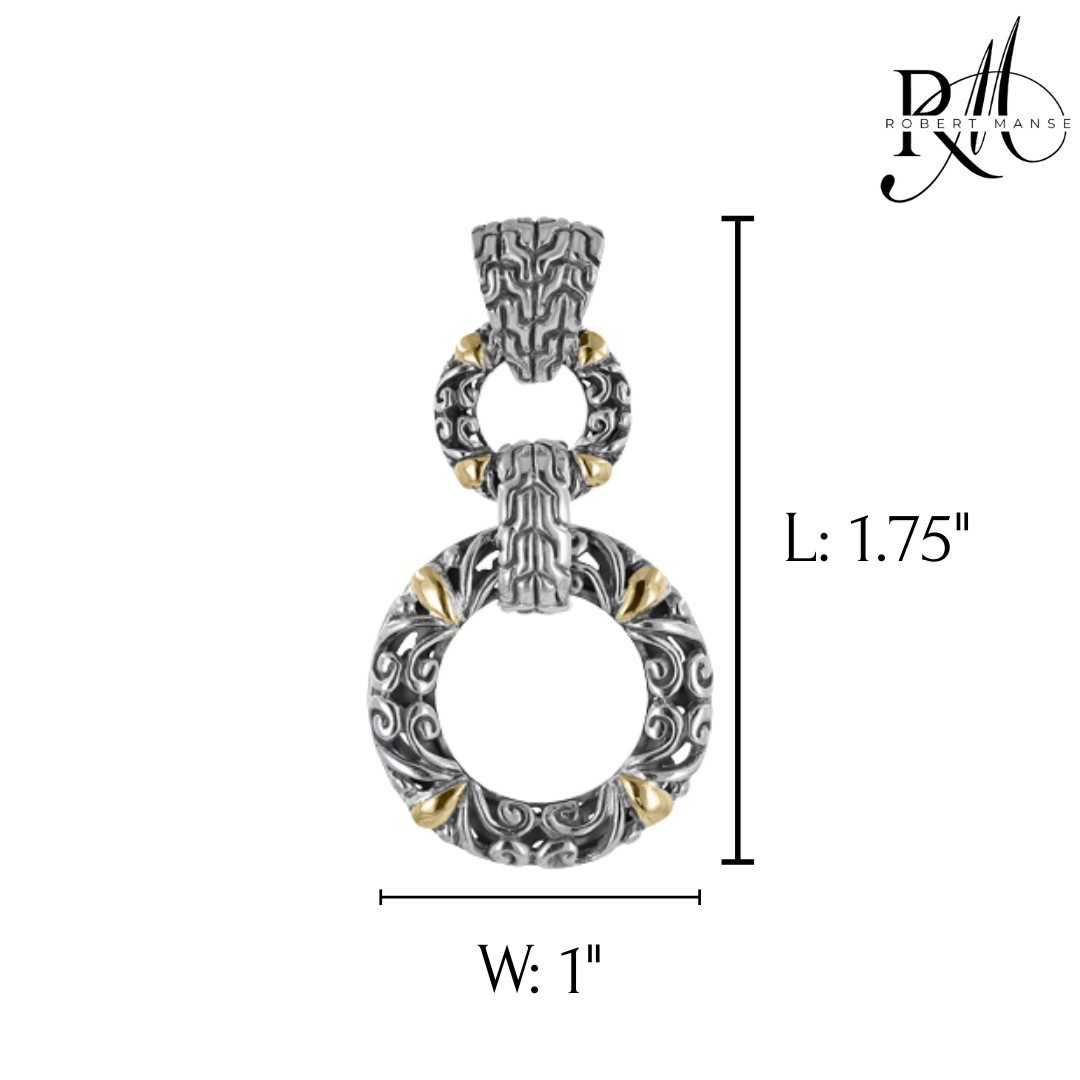 Bali RoManse Double Ring Sterling Silver & 18K Pendant