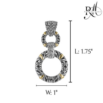 Bali RoManse Double Ring Sterling Silver & 18K Pendant