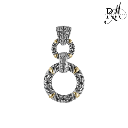 Bali RoManse Double Ring Sterling Silver & 18K Pendant