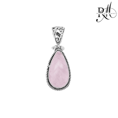 Bali RoManse Rose Quartz Sterling Silver Droplet Pendant