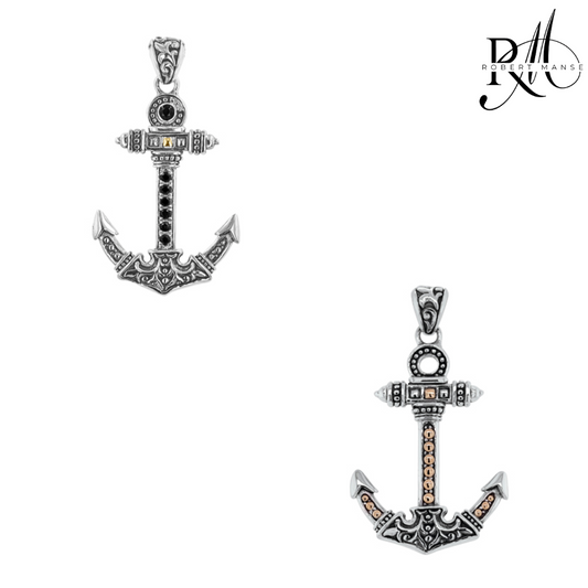 BroManse Anchor Sterling Silver & 18k Gold Pendant