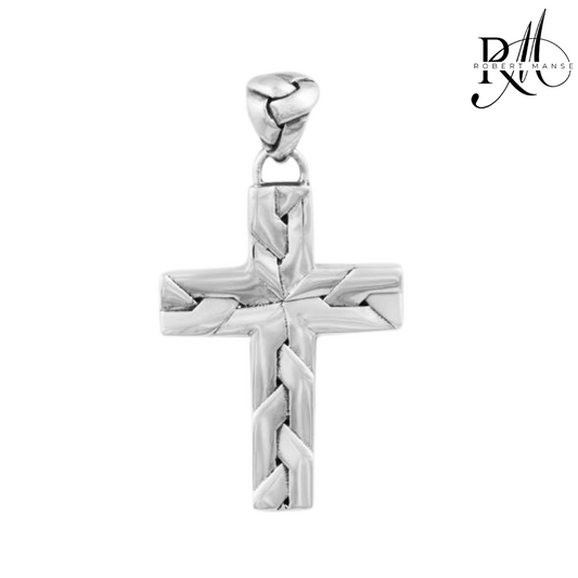 BroManse Woven Cross Sterling Silver Pendant