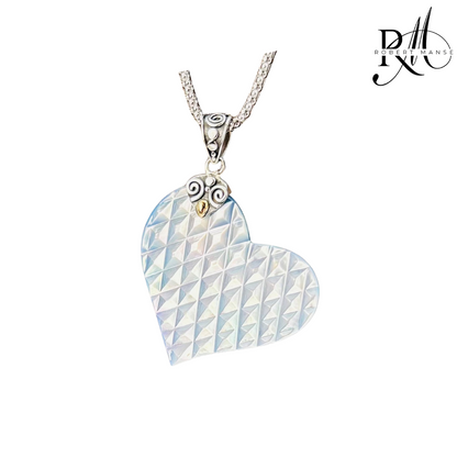 Bali RoManse Carved Heart Mother of Pearl Pendant on Chain