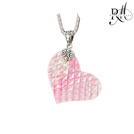Bali RoManse Carved Heart Mother of Pearl Pendant on Chain