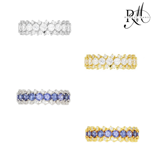 CZ RoManse Pavé Sterling Silver & Gold Plated Eternity Band Ring