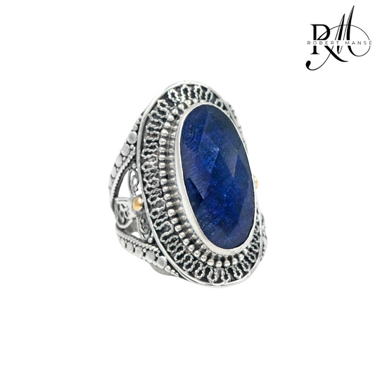 Bali RoManse Oval Sapphire Sterling Silver Ring