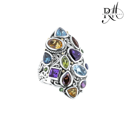 Gem RoManse Semi-Precious Gemstones Sterling Silver Cocktail Ring