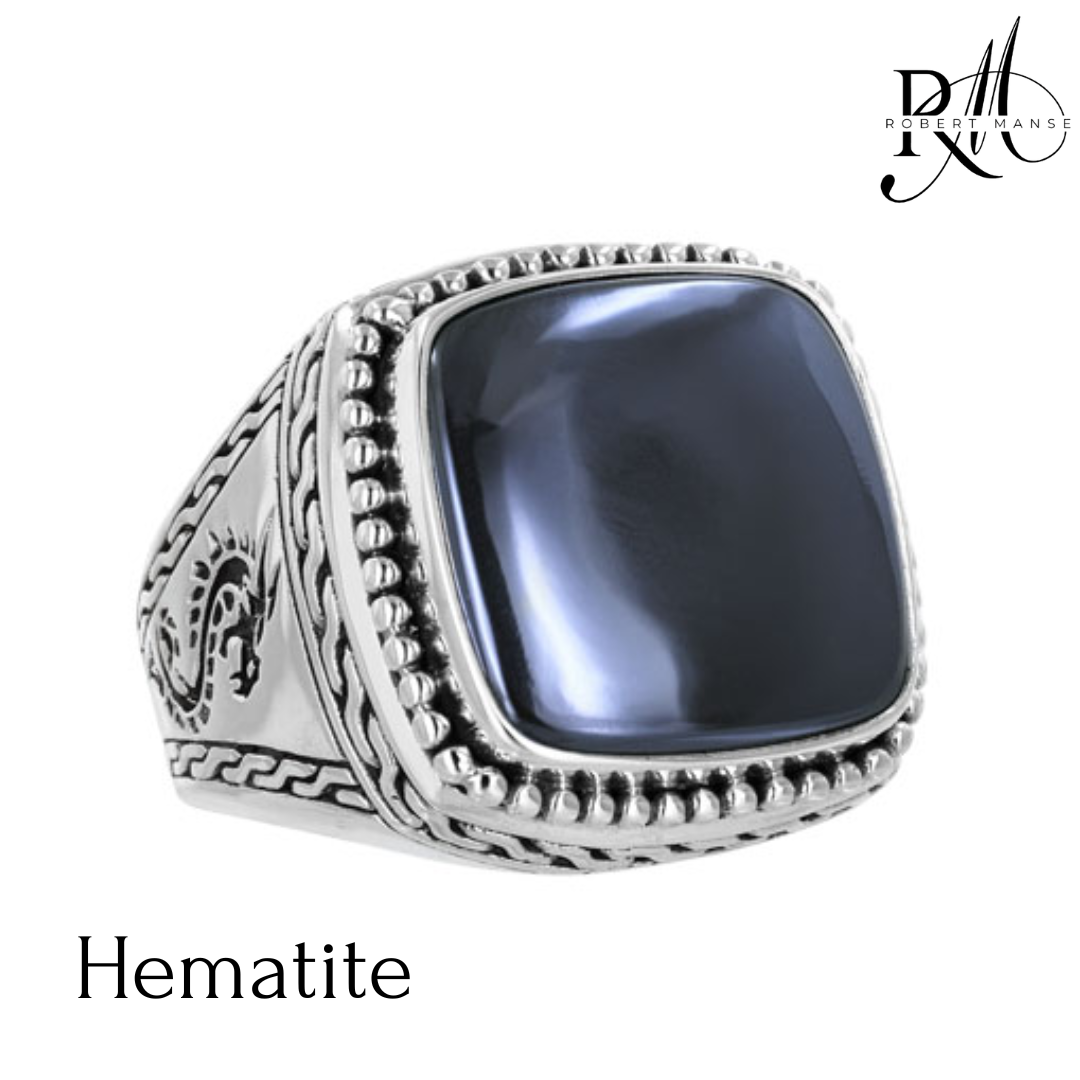 BroManse Dragon & Gemstone Solitaire Sterling Silver Ring