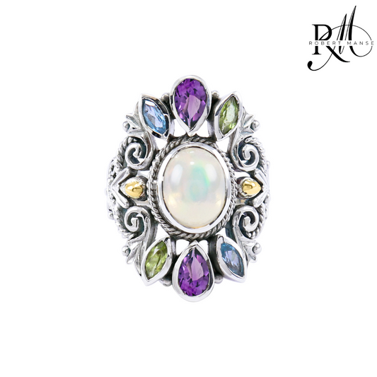 Gem RoManse Opal & Multi-stone Sterling Silver Cocktail Ring