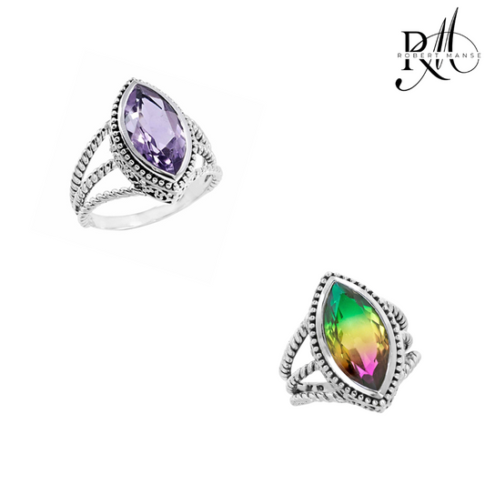 Gem RoManse Marquise Open Work Sterling Silver Ring