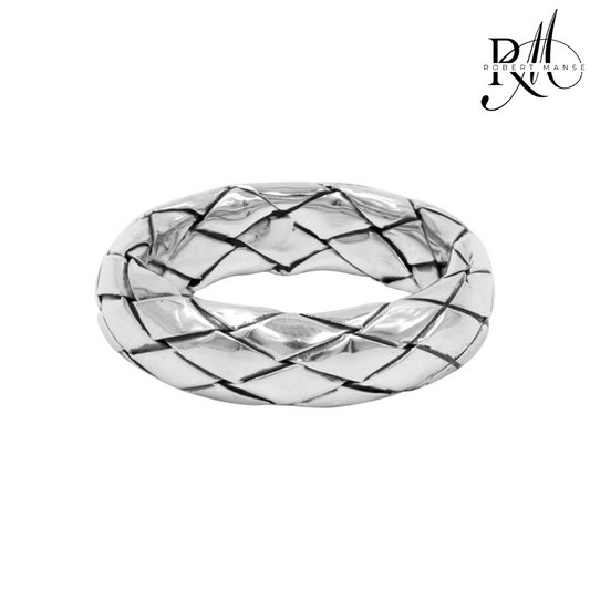 BroManse Basket Weave Sterling Silver Band Ring