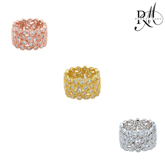 CZ RoManse Marquise Cluster Sterling Silver Ring