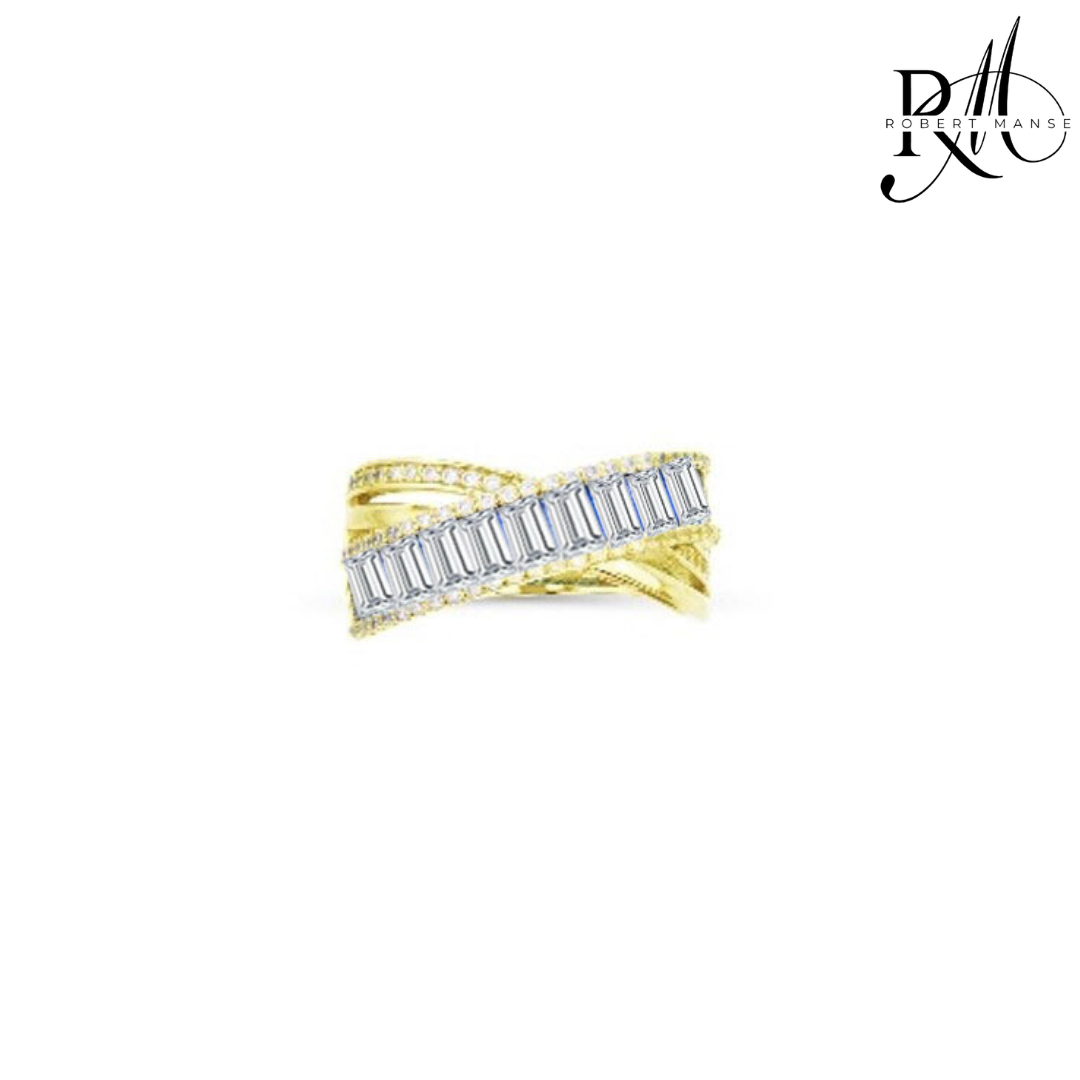 CZ RoManse Baguette & Pavé X Shaped Cocktail Ring