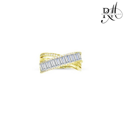 CZ RoManse Baguette & Pavé X Shaped Cocktail Ring
