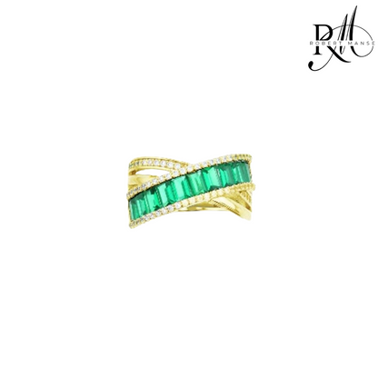 CZ RoManse Baguette & Pavé X Shaped Cocktail Ring