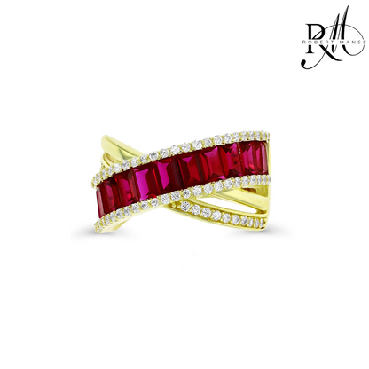 CZ RoManse Baguette & Pavé X Shaped Cocktail Ring