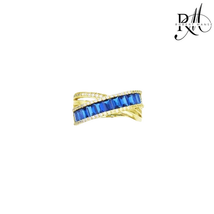 CZ RoManse Baguette & Pavé X Shaped Cocktail Ring