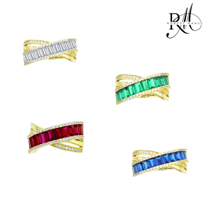 CZ RoManse Baguette & Pavé X Shaped Cocktail Ring