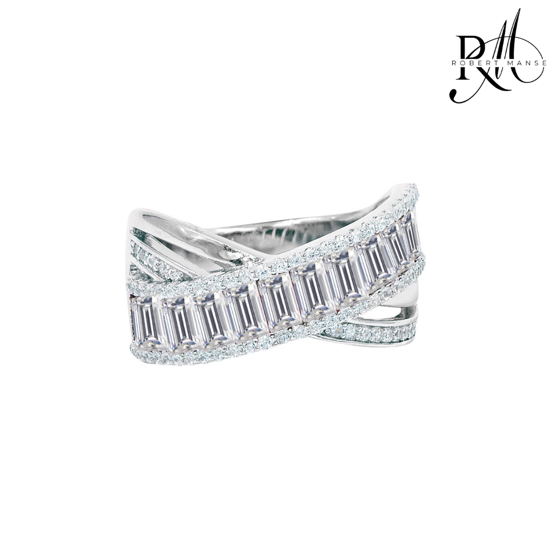 CZ RoManse Baguette & Pavé X Shaped Cocktail Ring